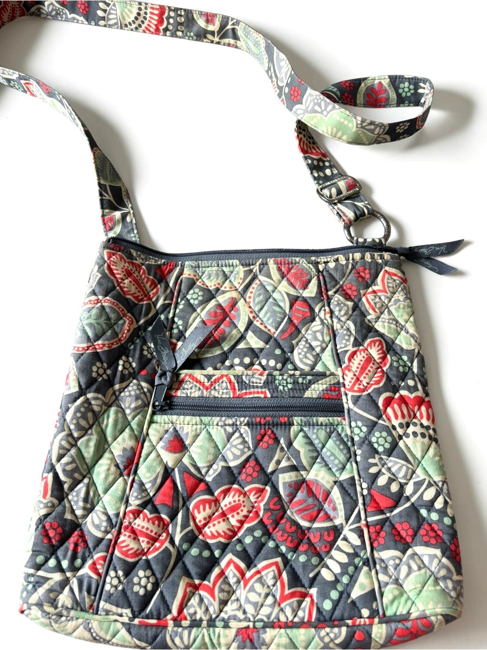 Vera Bradley Retired Nomadic Crossbody Bag Gray Coral Mint Paisley